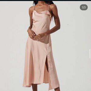 ASTR The Label Cowl Slip Midi Dress Blush